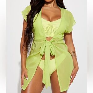 Lime Sheer Swim Cover Up